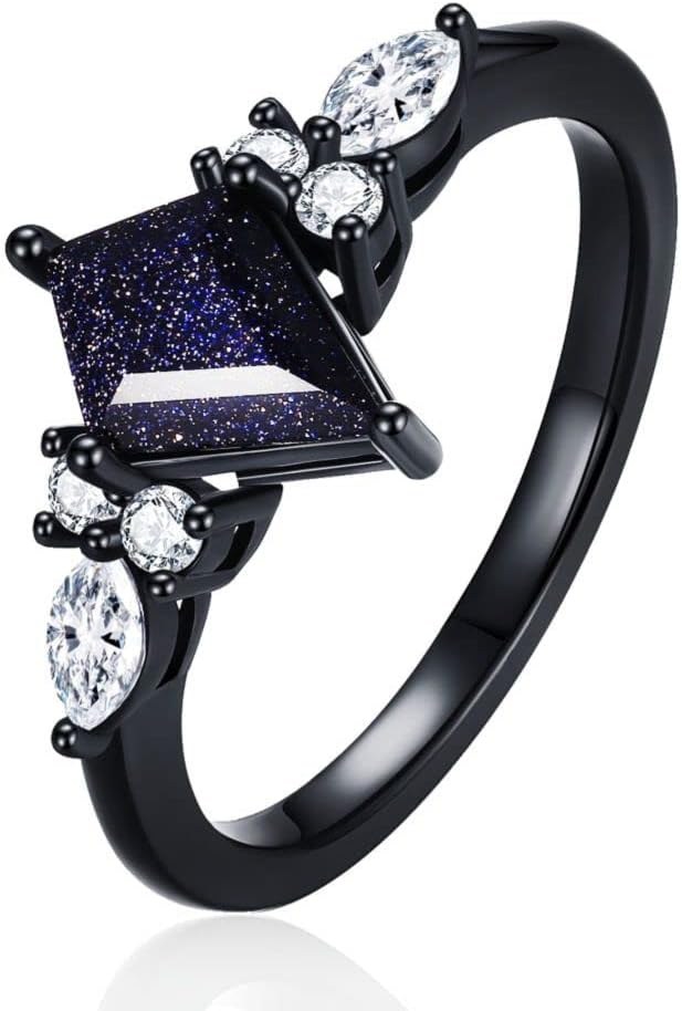 Kite-cut blue sandstone ring
