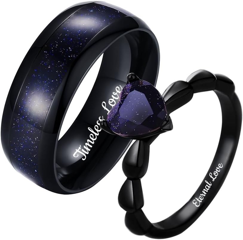 Polished black band with clear stones